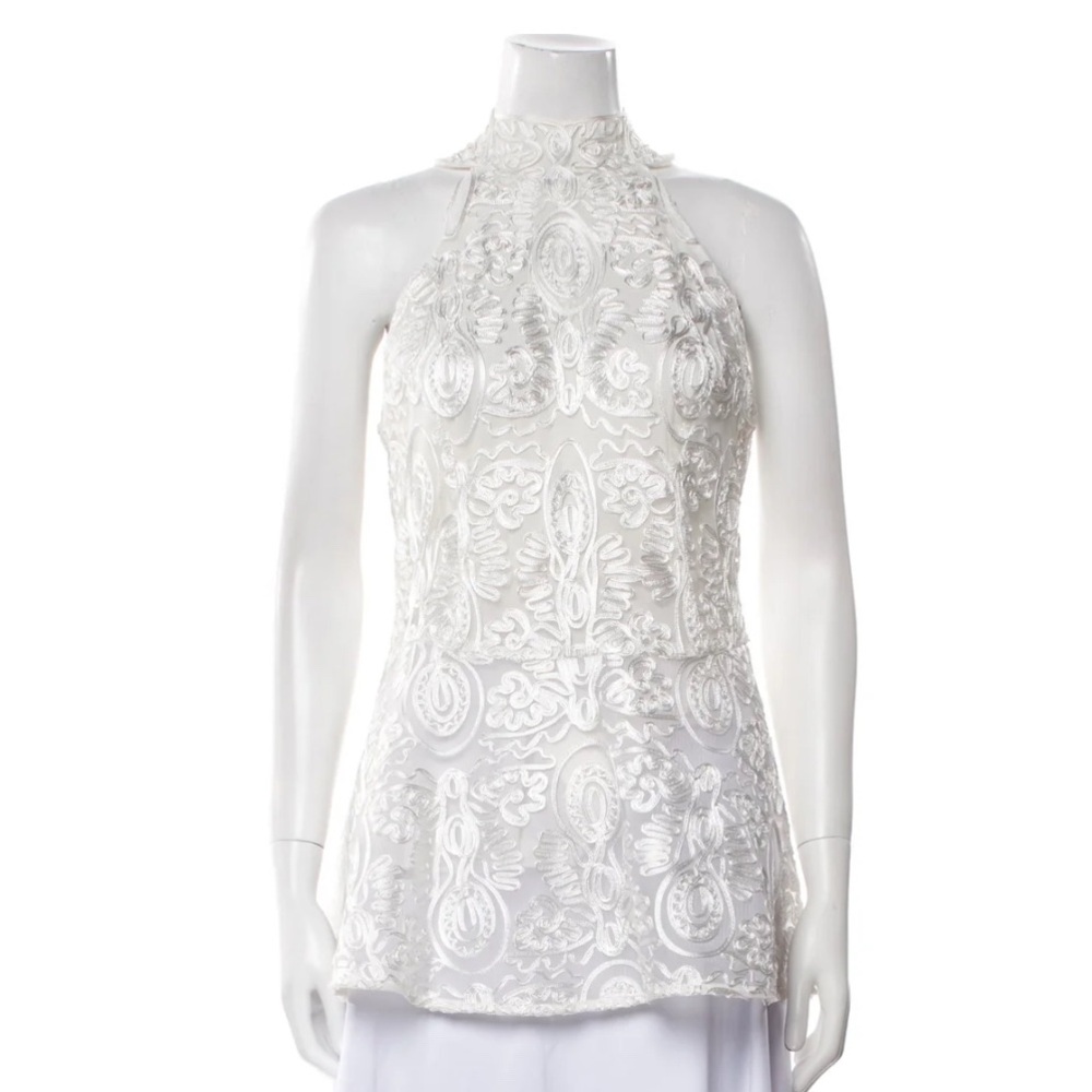 RARE LUXURY - Anne Fontaine Ivory Lace Top